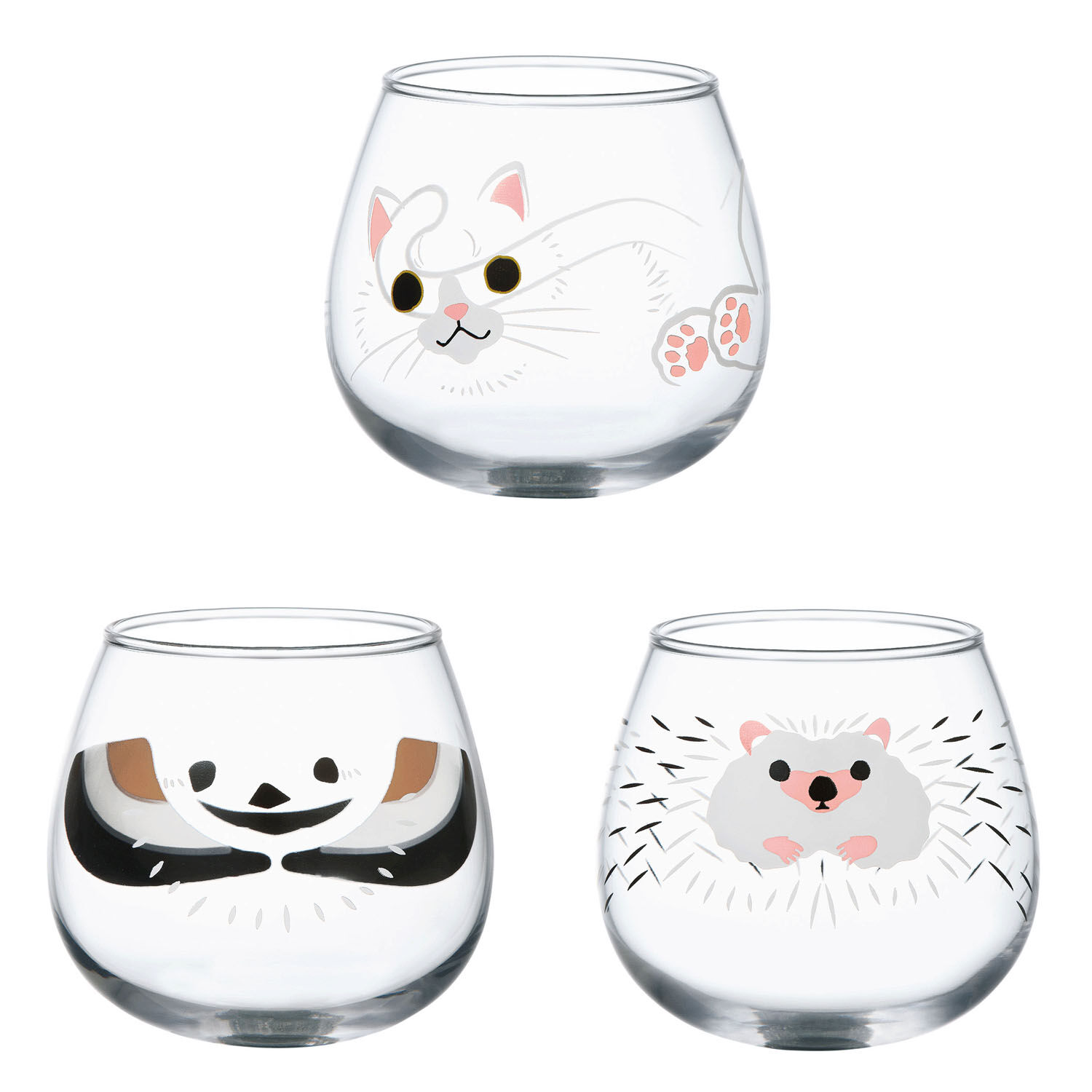 搖搖動物玻璃杯 倒入飲料圖案浮現 320ml 日本製 三款｜どうぶつグラス