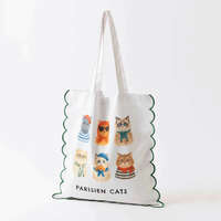 貓狗刺繡扇貝邊托特包 47×49cm 大容量｜スカラップトートバッグ 犬猫