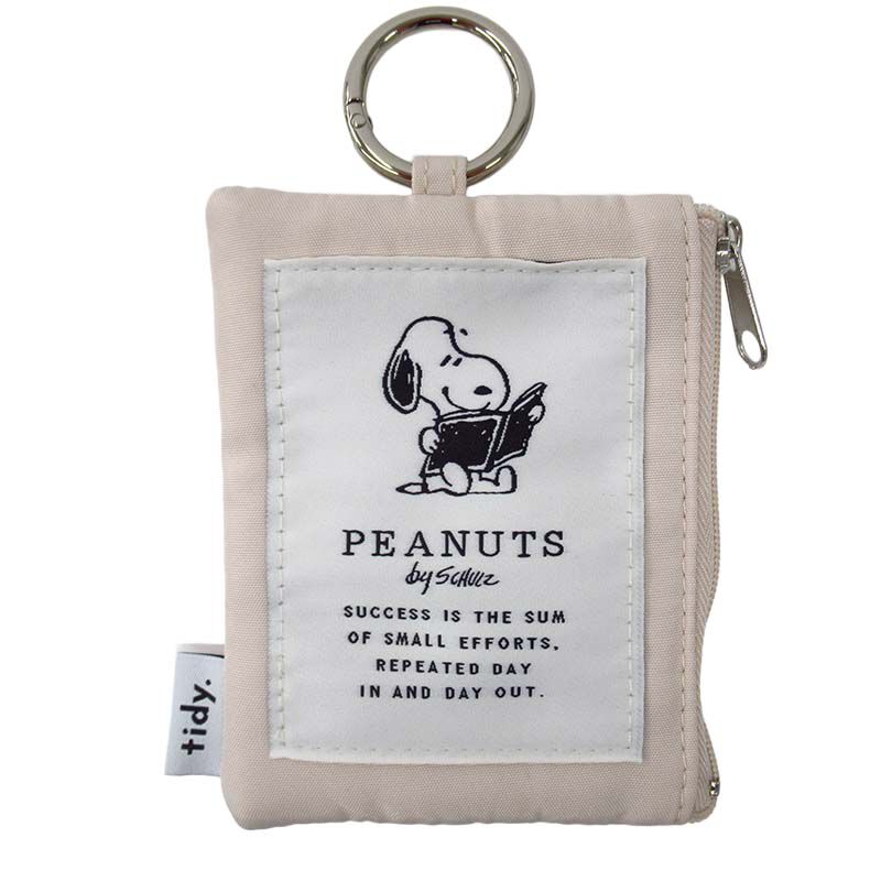 PEANUTS 史努比 tidy 登山扣收納包 象牙白