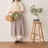 滿版花朵刺繡棉麻小格紋拼接抓褶連身圍裙 衣長116cm cloudnine｜チェック切替え刺繍ワンピースエプロン