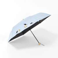 BLACK COATING UV PARASOL mini 書本與貓刺繡 晴雨兼用 折疊傘｜晴雨兼用 本と猫刺繍ミニ傘