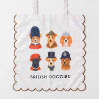 貓狗刺繡扇貝邊托特包 47×49cm 大容量｜スカラップトートバッグ 犬猫