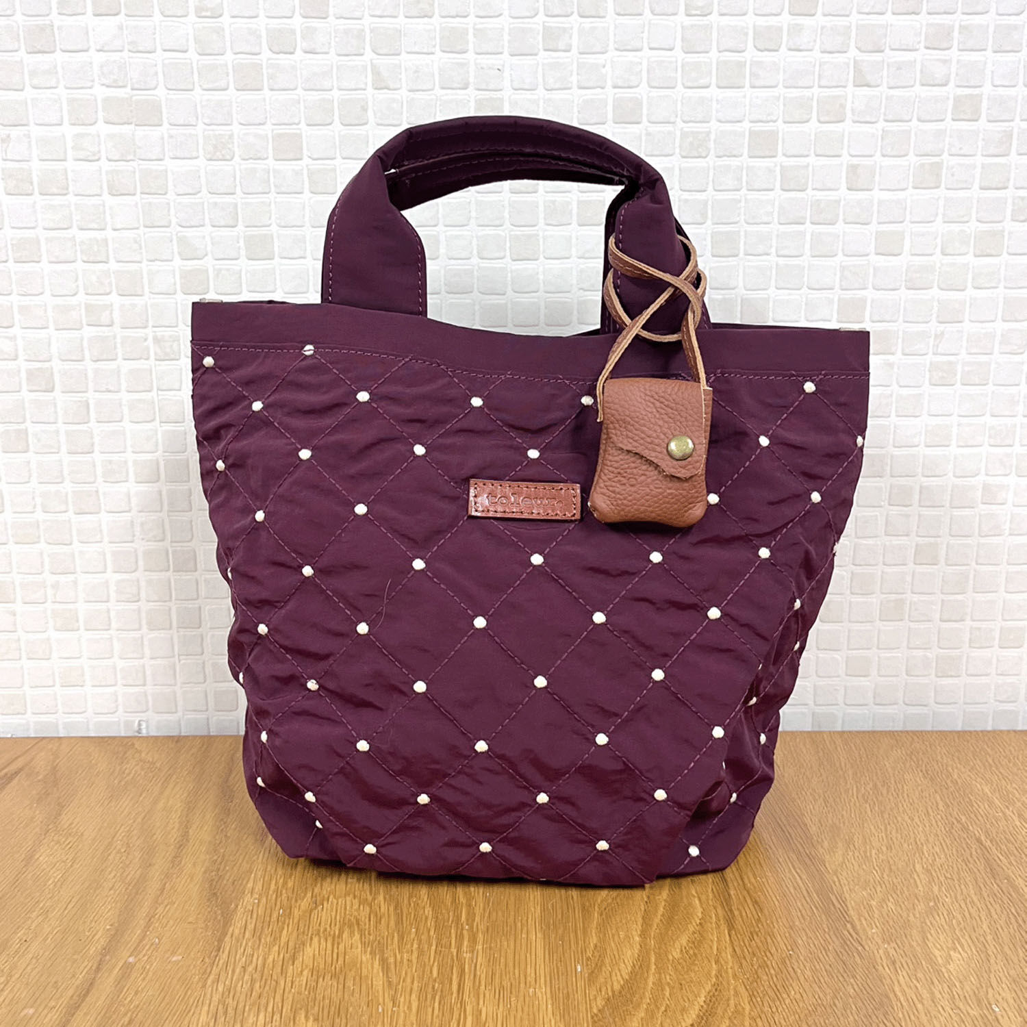 圓點刺繡尼龍手提包 30×24cm 170g【toleur】｜toleur ステッチドット刺繍バッグ