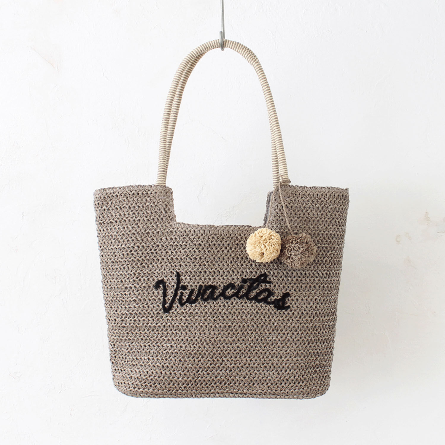 LOGO刺繡毛球混合材料托特包｜日系包款・日本直送