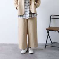 純棉成衣水洗九分褲長寬版直筒長褲 腰圍64〜77cm cloudnine｜9分丈ワイドストレートパンツ
