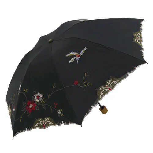 鳳凰刺繡 遮光100% 晴雨兼用 折疊傘 50cm