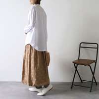 先染棉麻嫘縈育克古典配色刺繡前開長版上衣 衣長68cm cloudnine｜先染め綿麻レーヨン配色刺繍入りチュニック