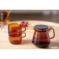 HARIO 耐熱玻璃疊疊馬克杯 300ml 可當湯杯 灰色／駝色｜HARIO COLORS スタックマグカップ