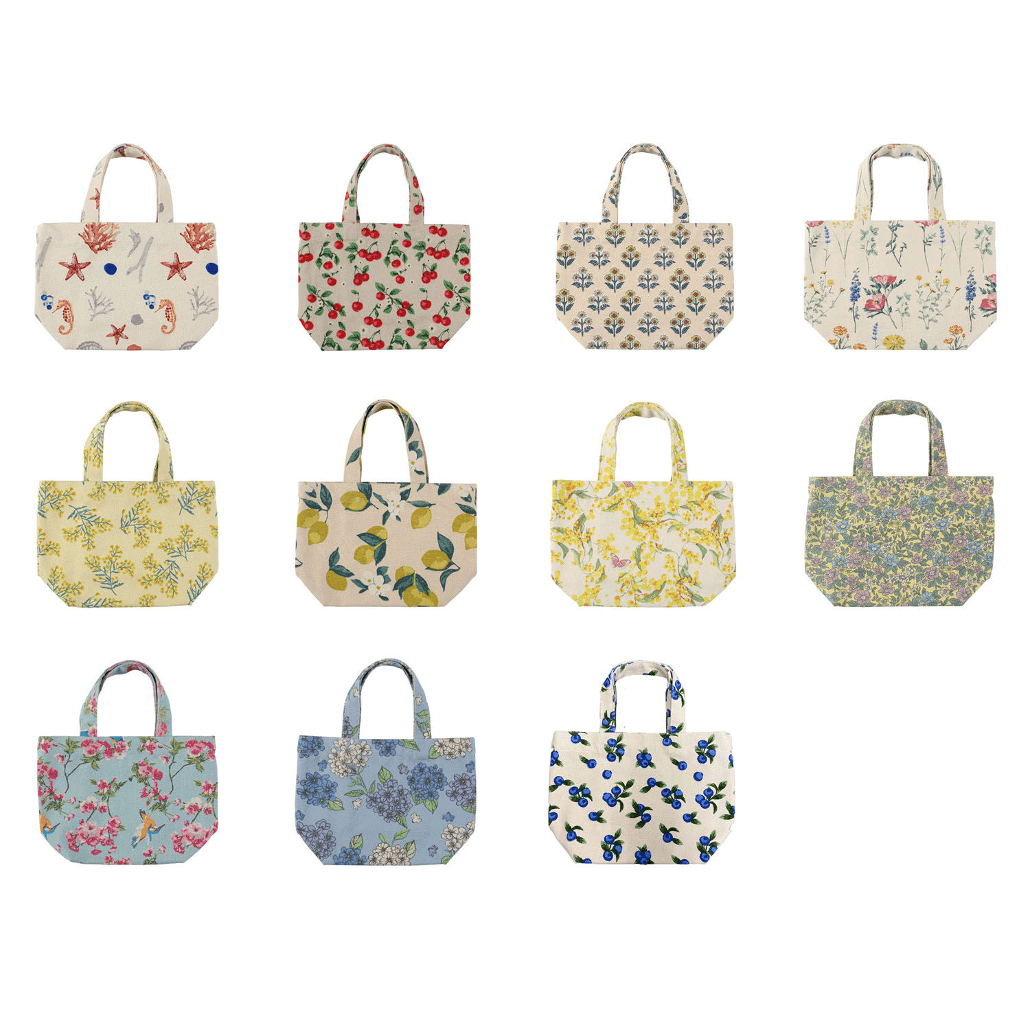 春夏印花純棉迷你托特包 約20×30cm 10款｜2026 Spring＆Summer ミニトート