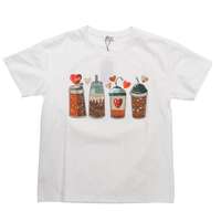 【ABISTE】咖啡館圖案印花T恤 白色 40號 ｜ABISTE カフェプリントTシャツ