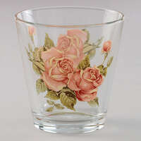 金色玫瑰玻璃杯2入組 ラ ベルセゾン系列 口徑8.2cm 華麗花卉｜ガラスタンブラー2個セット ゴールドローズ