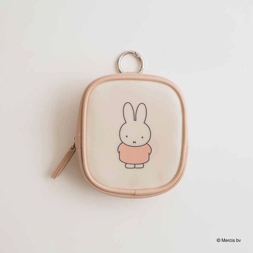 米飛兔乳白PVC方形迷你包 耳機收納附登山扣 粉紅色｜ミッフィー MIFFY MILKY PVC ミニスクエアポーチ ピンク