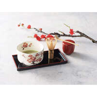 日本製美濃燒抹茶碗 粉引ひより碗 金彩梅花 直徑11.2cm 附盒｜金彩 梅絵 ひより碗（粉引）