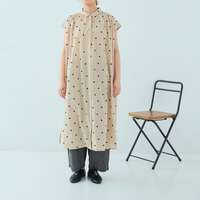 薄棉細布點點刺繡上領抽褶大襬長版洋裝 胸圍168cm cloudnine｜キャンブリックドット刺繍上衿付ワンピース