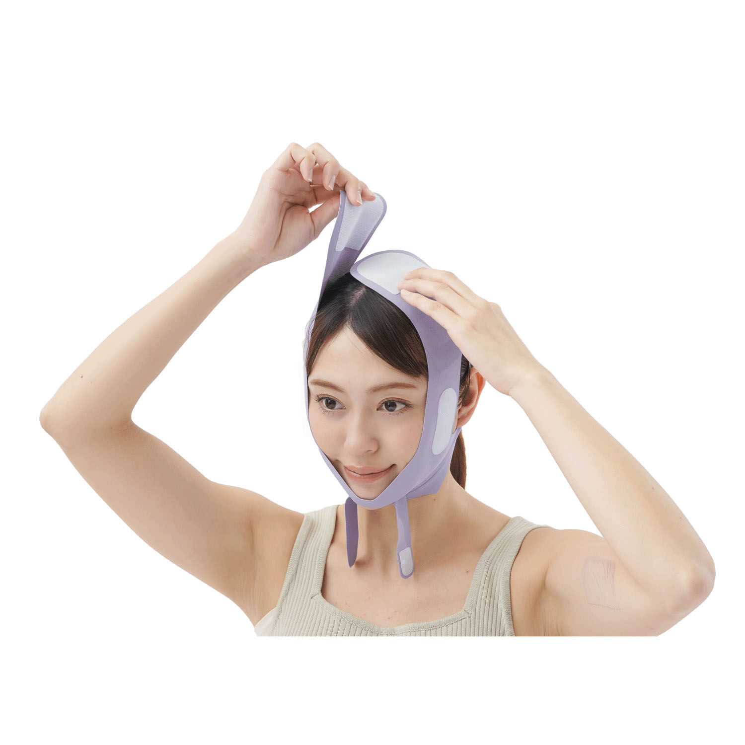 K-BEAUTY 臉部包覆彈性帶 羽形矽膠內襯 細長版｜K－BEAUTY小顔ベルト（スタイリッシュ）