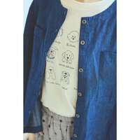 抗UV加工純棉小狗刺繡五分袖圓領上衣 胸圍130cm cloudnine｜UV遮蔽犬刺繍入りTシャツ