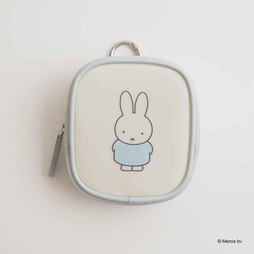米飛兔乳白PVC方形迷你包 耳機收納附登山扣 藍色|ミッフィー MIFFY MILKY PVC ミニスクエアポーチ ブルー