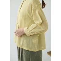 細褶感80支純棉巴里紗八分袖外套式襯衫 胸圍118cm cloudnine｜細かなシワ入り 80綿ボイル無地8分袖 ジャケット風シャツブラウス