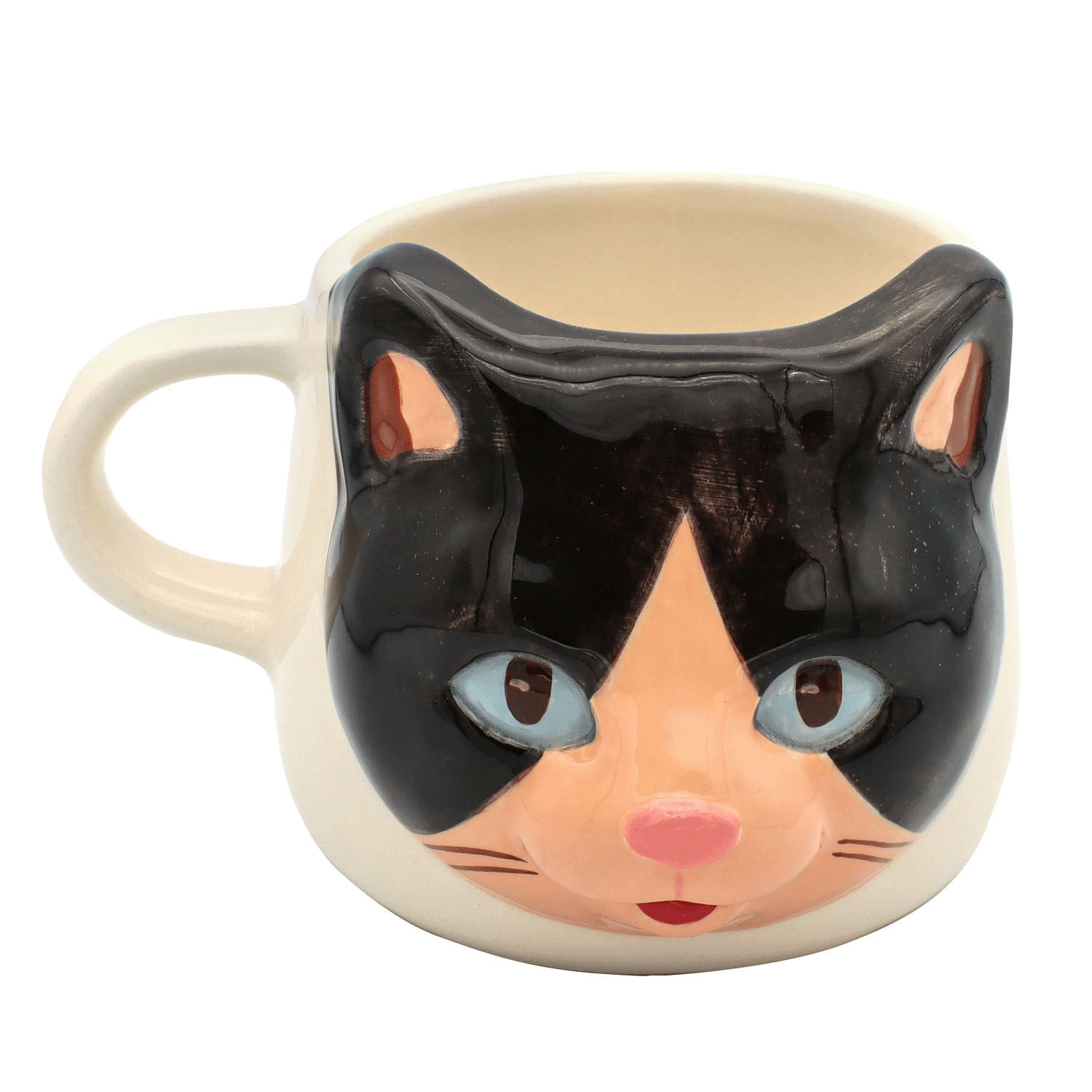 立體貓咪馬克杯 賓士貓 素樸可愛表情 280ml 動物造型陶瓷杯|マグカップ アニマル ハチワレネコ