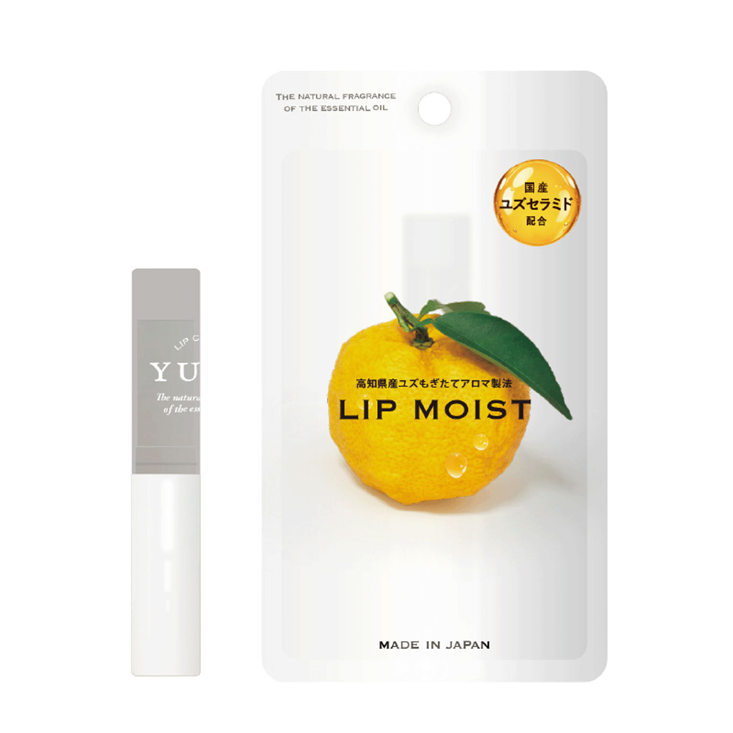 柚子護唇膏 高知縣產柚子 米糠油 高保濕 2.4g｜YUZU リップモイスト
