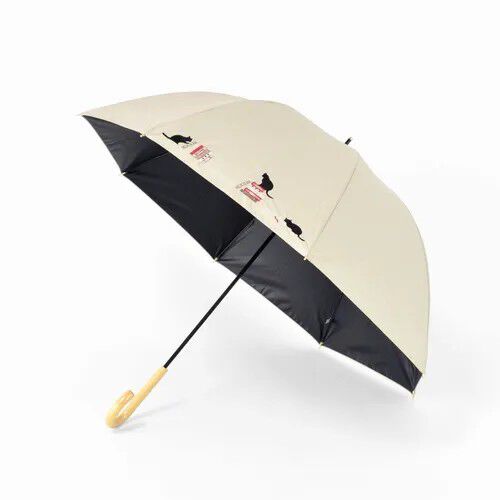 BLACK COATING UV PARASOL 書本與貓刺繡 晴雨兼用 長傘