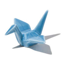 日本製紙鶴筷架 美濃燒瓷器 吉祥長壽 可擺飾 6×5cm｜箸置 折り鶴