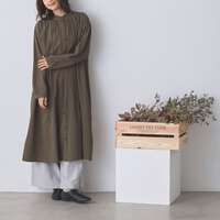 棉質泡泡紗格紋前開襟荷葉領洋裝 衣長110cm身寬127cm cloudnine｜ギンガムチェック前開きワンピース