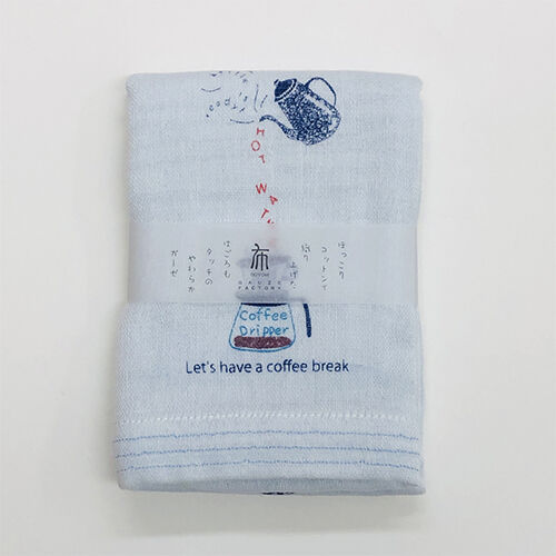 日本棉紗手拭巾 咖啡廳時光圖案 33×95cm