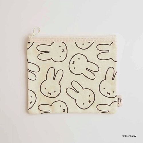 米飛兔布魯納經典配色純棉扁平收納包 象牙白 21×17cm|ミッフィー BRUNA FAVORITE COLER フラットポーチ アイボリー