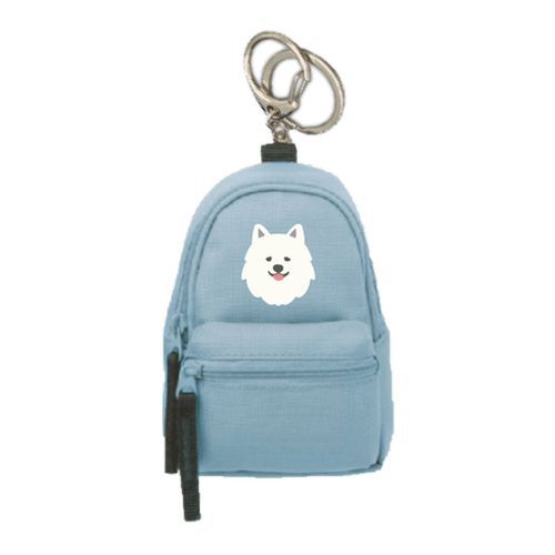 迷你後背包造型鑰匙包零錢袋 薩摩耶犬刺繡款 附掛勾鑰匙圈|リュック型ポーチキーホルダー サモエド