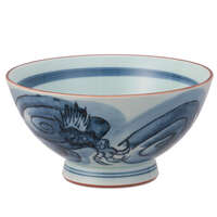 波佐見燒 龍紋特大飯碗 直徑14cm 手繪濃染 輕巧瓷器 日本製｜龍絵 特大飯碗
