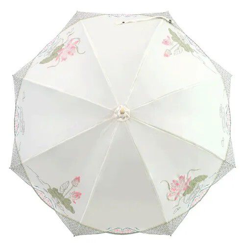 蓮花刺繡 遮光100% 晴雨兼用 長傘 50cm