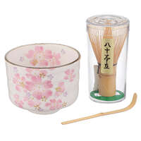 櫻花抹茶碗套組 華まつり 美濃燒 附茶筅茶杓 日本製｜抹茶セット 華まつり
