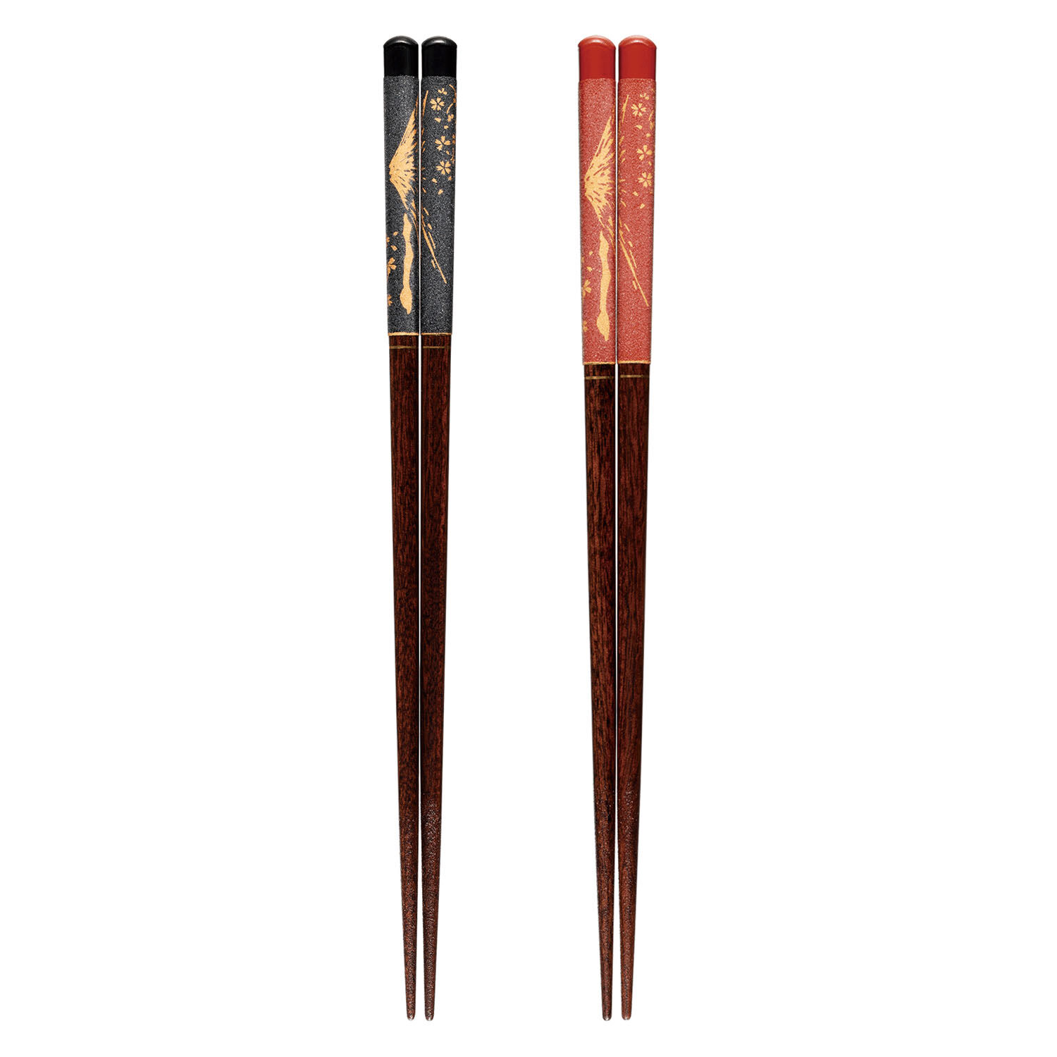 日本製陶彩繪卷富士山圖案筷子 可洗碗機 黑色／紅色｜陶彩絵巻 富士 箸