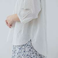 圓形刺繡荷葉領純棉格紋條紋寬鬆襯衫 胸圍126cm cloudnine｜サークル刺繍が映える コットンブラウス