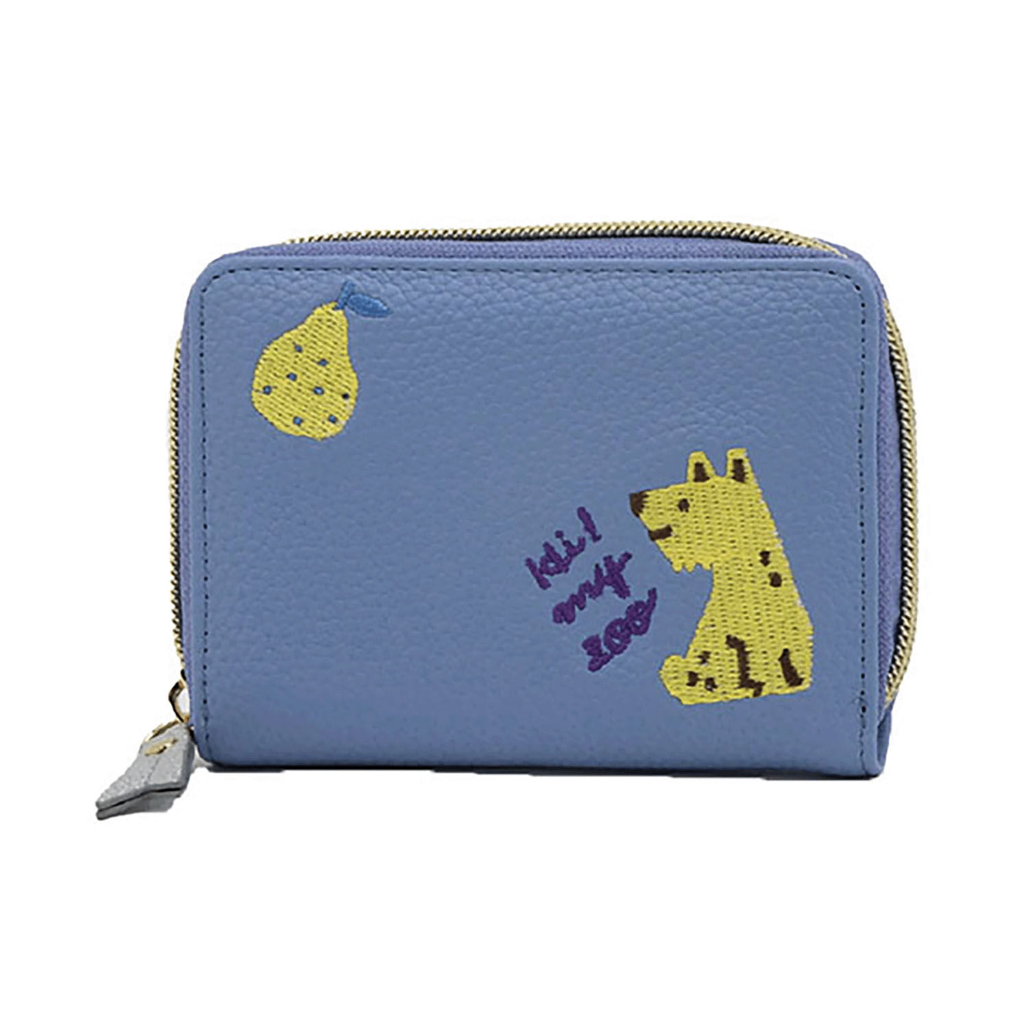 動物刺繡 環繞拉鍊迷你夾 6卡位 6款【HI！MY ZOO】｜HI！MY ZOO ラウンドファスナーミニ財布