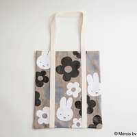 Miffy 米飛兔 大花朵托特包 A4可放 35×40cm 灰｜ミッフィー MIFFY BIG FLOWER トートバッグ グレー