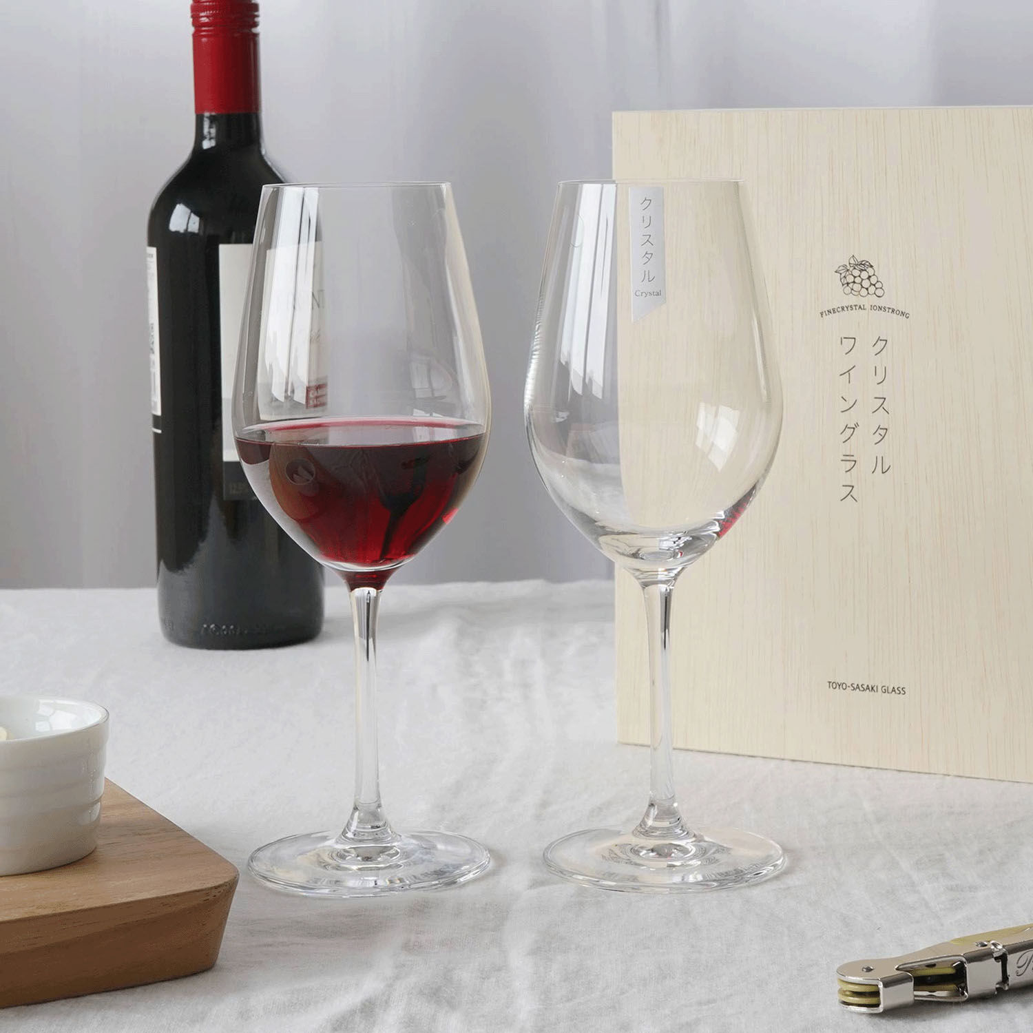 水晶玻璃紅白酒兩用酒杯對杯 365ml 附品飲說明|ワイングラスペア