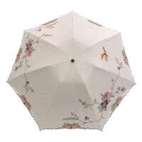 鳳凰刺繡 遮光100% 晴雨兼用 折疊傘 50cm｜完全遮光 （晴雨兼用）女優日傘 「花鳥刺繍」ミニ折り畳み傘