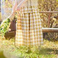 提花格紋點點印花打褶喇叭褲 九分褲長腰圍64〜77cm cloudnine｜ジャガードチェック×ドットpt9分丈 タック入りフレアパンツ