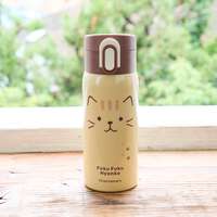 福福喵 貓臉單手開保溫瓶 350ml HAPiNS｜ふくふくにゃんこ フェイスワンタッチステンレスボトル350ml