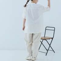 印度棉六十支薄棉細布鏤空刺繡前開襟長版上衣 胸圍128cm cloudnine｜60キャンブリックシフリー刺繍入り前開きチュニック