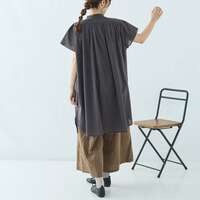 純棉巴里紗同色系嵌片刺繡前開襟洋裝 胸圍188cm cloudnine｜コットンボイル パネル刺繍入り 前開きワンピース