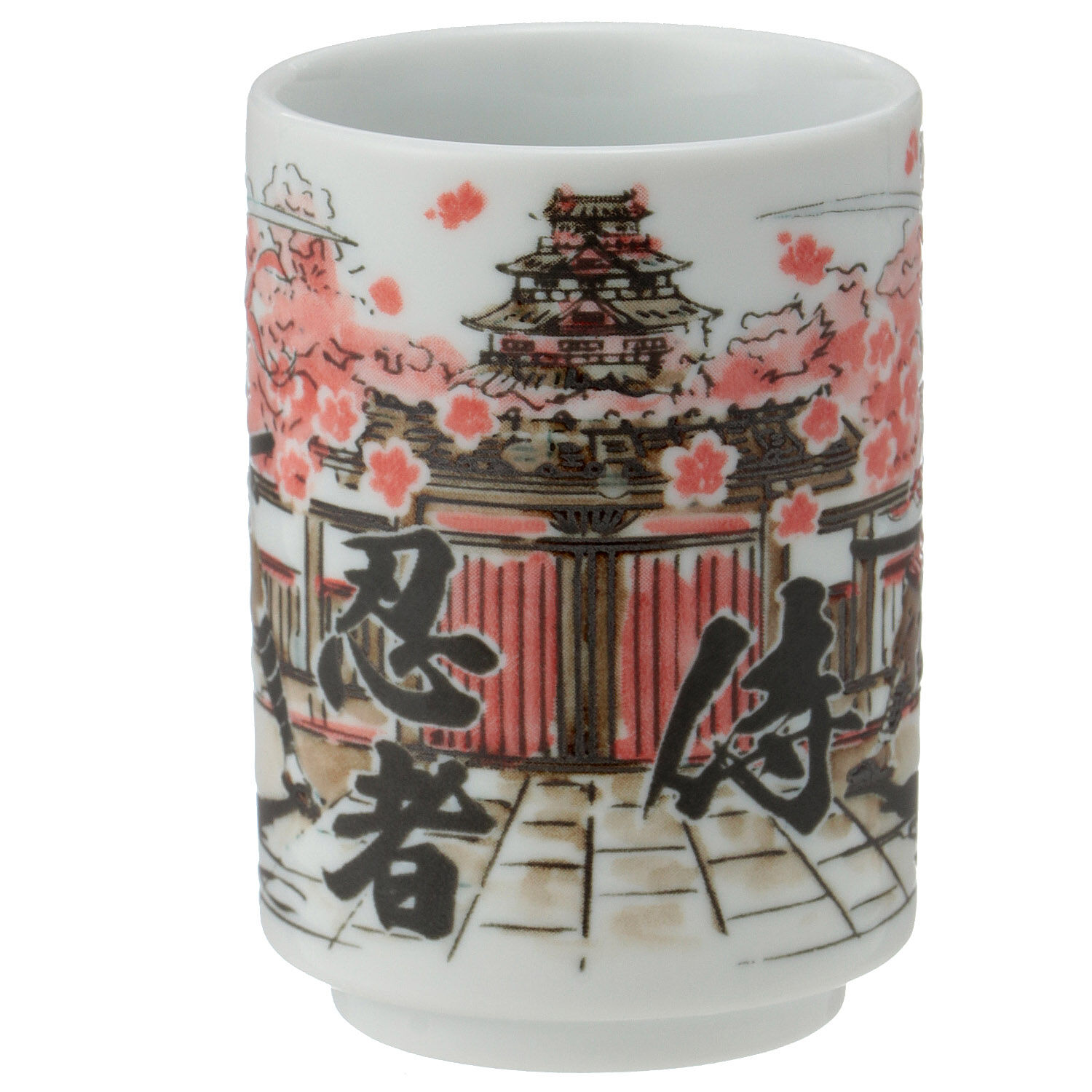 侍與忍者插畫壽司茶杯 附英文解說 270ml 日本製|侍忍者 寿司湯呑