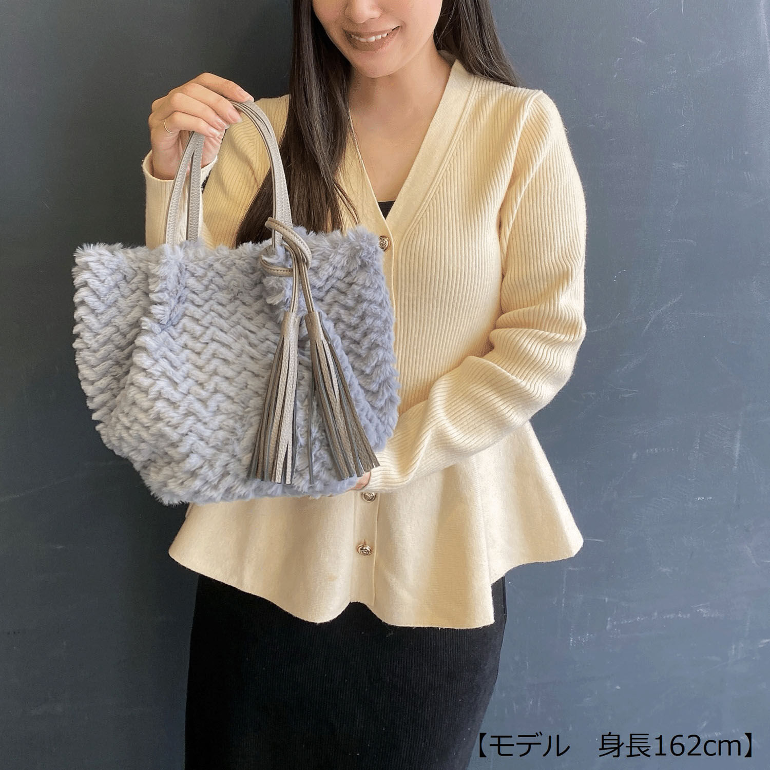蓬蓬毛毛 2WAY 肩背包 編織壓紋 可變包型 3色|モコモコファー2WAYバッグ