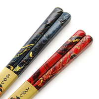 日本製雲龍斑紋漆筷 黑色23cm・紅色21.5cm 天然木｜箸 うるし 雲竜