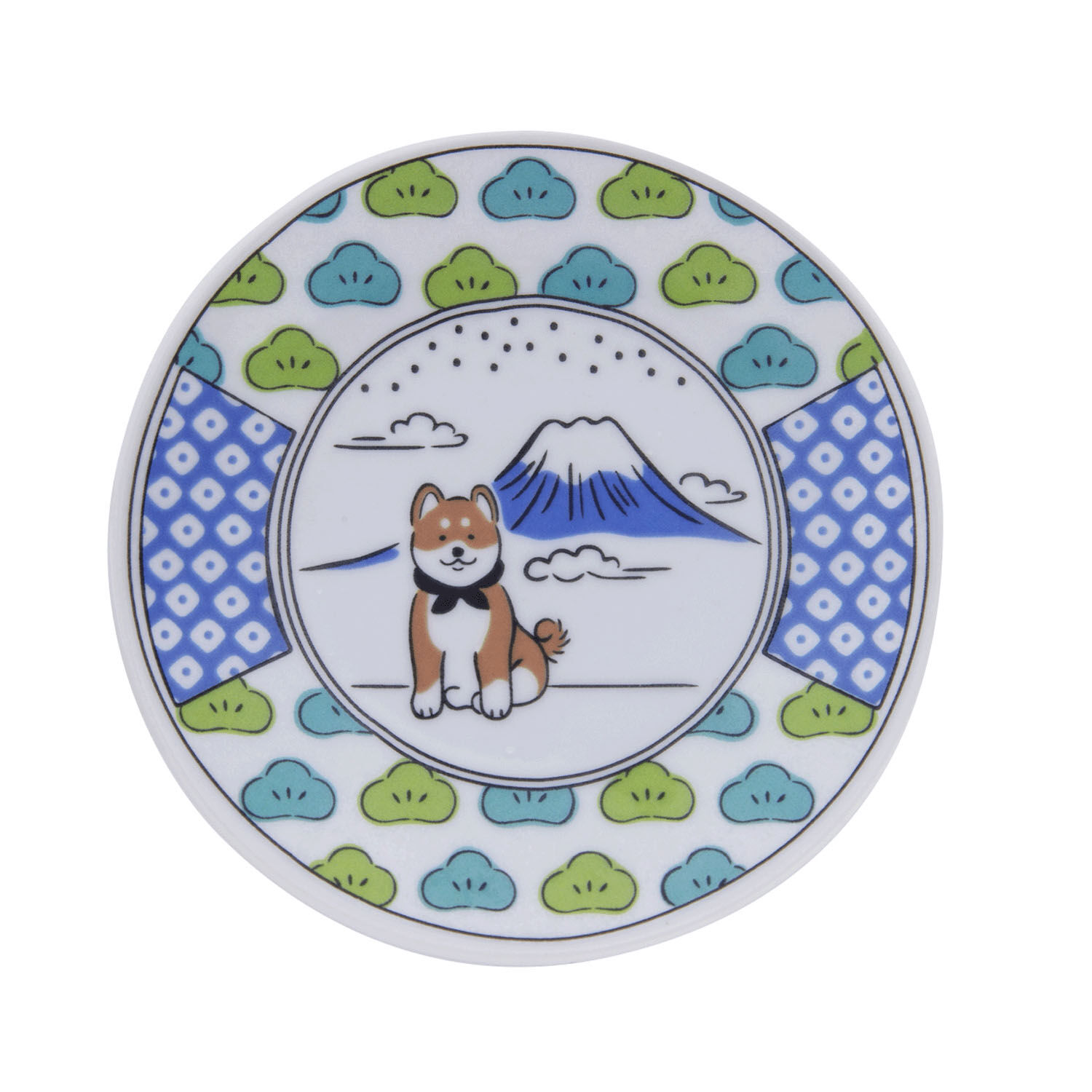 美濃燒柴犬豆皿 和柄柴犬圖案 櫻花梅花富士山 直徑10cm｜しば文様 豆皿