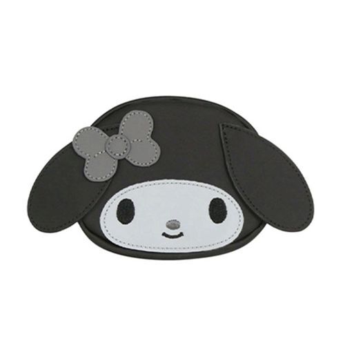 美樂蒂黑白單色系臉型化妝小物包 三麗鷗霧面PU輕巧款|サンリオキャラクターズ モノクロシリーズ フェイスポーチ マイメロディ