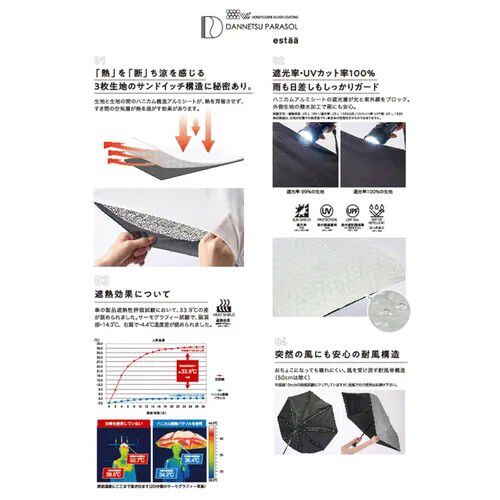 estāa DANNETSU PARASOL 斷熱遮光 雙色拼接 晴雨兼用 長傘 50cm