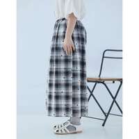 提花格紋點點印花打褶喇叭褲 九分褲長腰圍64〜77cm cloudnine｜ジャガードチェック×ドットpt9分丈 タック入りフレアパンツ